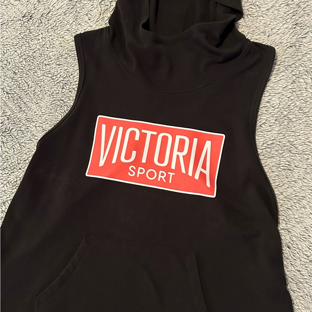 Victoria's Secret sport VSX Black Sleeveless Hoodie with front pocket size large